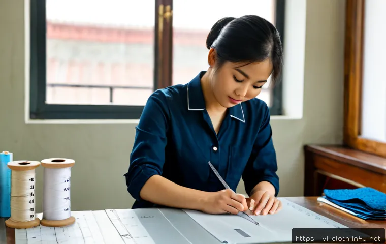 의류기술 자격증 준비 팁 - Photorealistic Vietnamese fashion technology student preparing for a professional certification exam...
